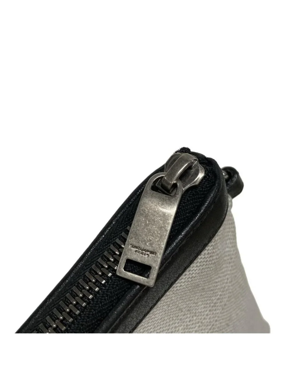 ★SOLD★ Saint Laurent Paris Clutch Pouch Rive Gauche White Black Leather - Picture 11 of 11